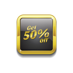 Get 50 Percent Gold Vector Icon Button