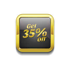 Get 35 percent Gold Vector Icon Button