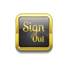 Sign Out Gold Vector Icon Button