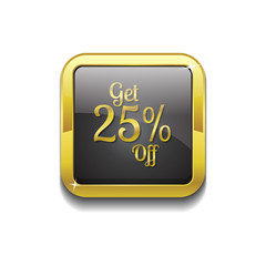 Get 25 Percent Gold Vector Icon Button
