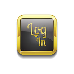 log In Gold Vector Icon Button