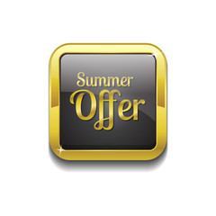 Summer Offers Gold Vector Icon Button