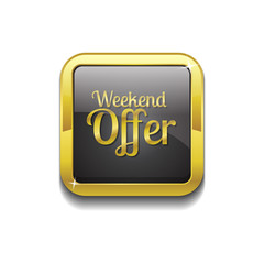 Weekend Offer Gold Vector Icon Button