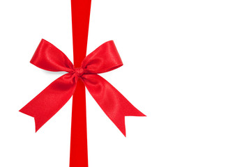red ribbon bow on white background
