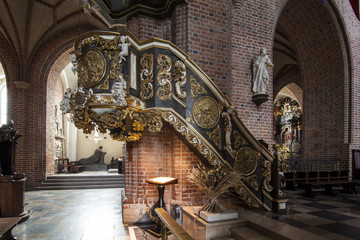  Historic pulpit in The Archcathedral Basilica in Poznan