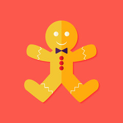 Christmas Gingerbread Man Flat Icon