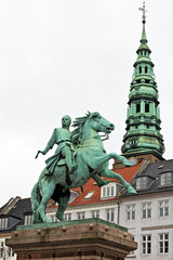 Fototapeta na wymiar Statue of Absalon on Hojbro square in Copenhagen, Denmark.