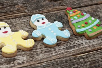 holiday cookie on rustic wooden background for the holidays