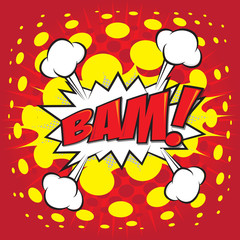 BAM! wording sound effect set design for comic background