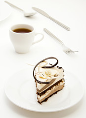 Slice of souffle cake on plate