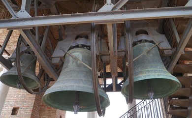 The bells of the Lamberti tower in Verona in Italy