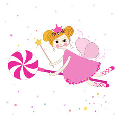 Obraz na płótnie Canvas Lovely fairy with candy vector