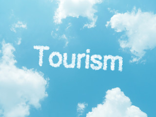 Fototapeta premium cloud words with design on blue sky background