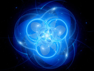 Naklejka premium Blue glowing mandala in space