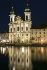 Fototapeta na wymiar Jesuitenkirche by night, Luzern, Schweiz