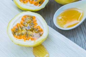 Fresh Passion fruit and honey