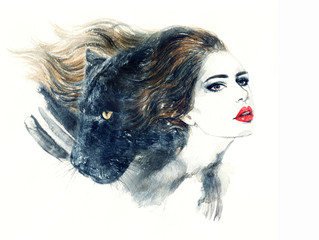 woman portrait  .abstract  watercolor .fashion background © Anna Ismagilova