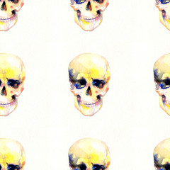 skull .seamless pattern.seamless texture.watercolor illustration