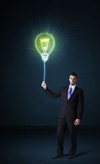 Businessman with an idea bulb