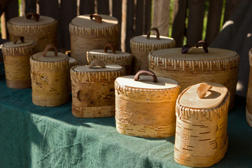 Boxes made from birchbark