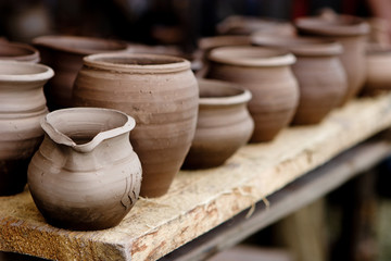 Fototapeta na wymiar Pottery in crafts fair