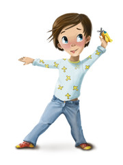 Illustration "Baby boy with a toy"