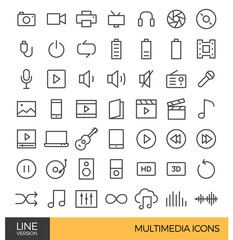 Multimedia Line Icons set