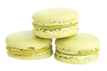 Gentle colorful macaroons isolated on white