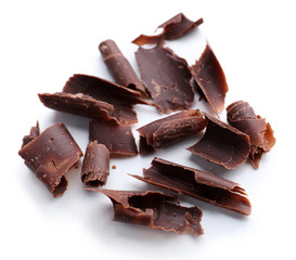 Chocolate curls isolated on white