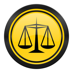justice icon, yellow logo, law sign