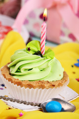Cute fragment of birthday table close-up