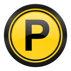 parking icon, yellow logo