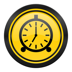 alarm icon, yellow logo, alarm clock sign