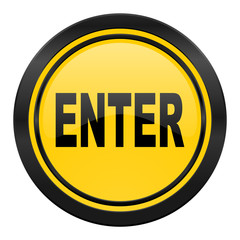 enter icon, yellow logo
