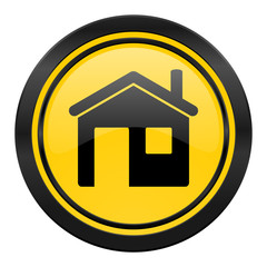 house icon, yellow logo, home sign
