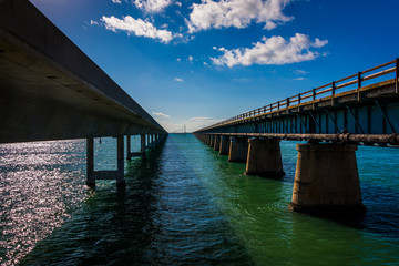 The Seven Mile Bridge, on Overseas Highway in Marathon, Florida.
