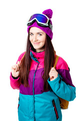 cute girl in a ski suit