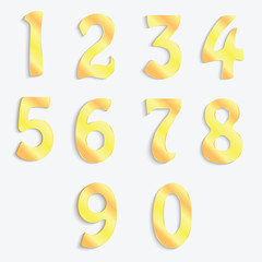 Golden numbers isolated on white background