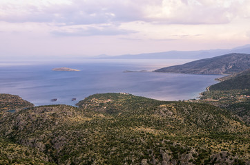 Fototapeta premium Amazing view from the top of a mountain, near Itea, Greece
