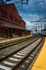 Fototapeta na wymiar Union Station and railroad tracks in New London, Connecticut.