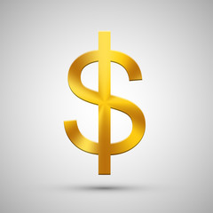 vector modern gold dollar on gray background
