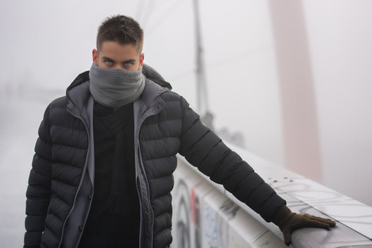 Young Man Outdoor In Winter Fashion