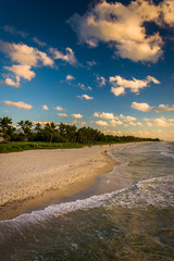 View of the beach from the fishing pier in Naples, Florida.