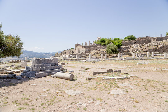 Pergamum. Ruins of antique buildings in the archaeological area