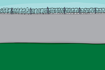 Blank Barbed Wire Wall