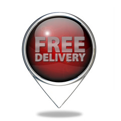 Free delivery pointer icon on white background
