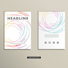 Book cover with abstract colored lines and circles