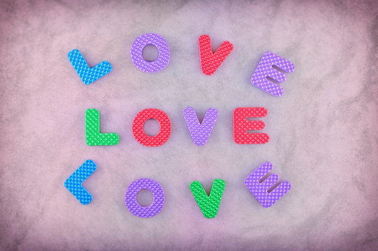 Love sign made out of alphabet