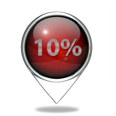 Ten percent pointer icon on white background