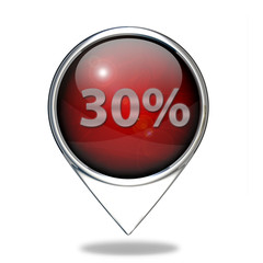 Thirty percent pointer icon on white background